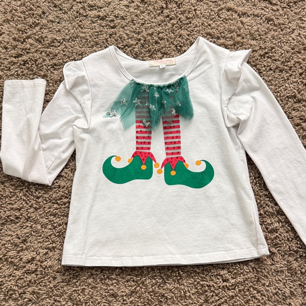 Truly Me White and Green Elf Long Sleeve Tee